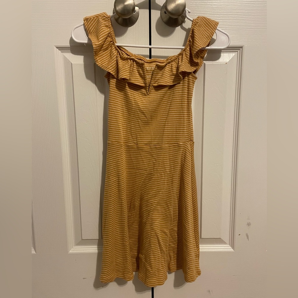 Yellow and white striped dress